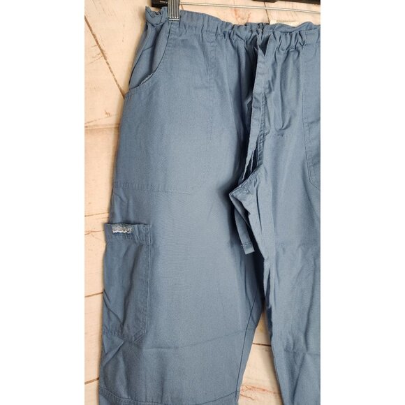 Butter-Soft Large Blue Scrub Pants with Elastic Waist, Drawstring - Picture 2 of 8